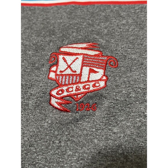 FootJoy Titleist Patch Golf Polo Gray Red Stripe Stretch Mens M Performance - Picture 5 of 16